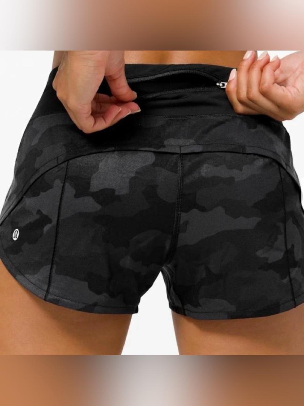 Lululemon SPEED UP SHORT 3.5"Heritage 365 Camo Deep Coal Multi Size 8 - Picture 2 of 4